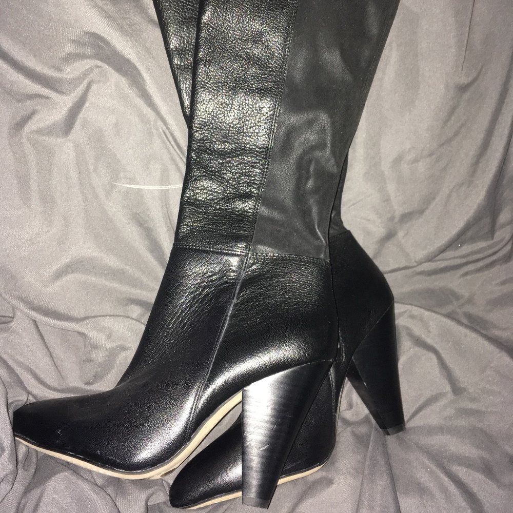 NEW Vince Camuto Estiva Knee Boots Leather Cone Heel 7.5